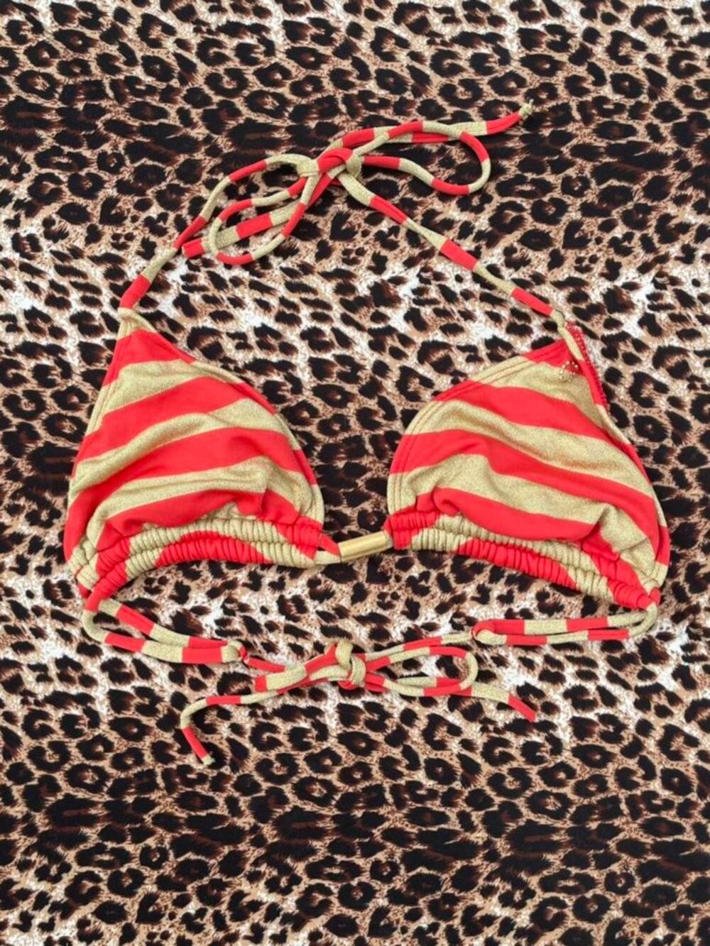 Guess striped triangle string bikini top